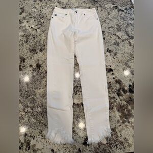 White raw hem skinny
